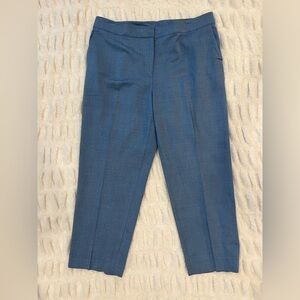 St John Blue Wool Blend‎ Cropped Trouser Pants Size 14